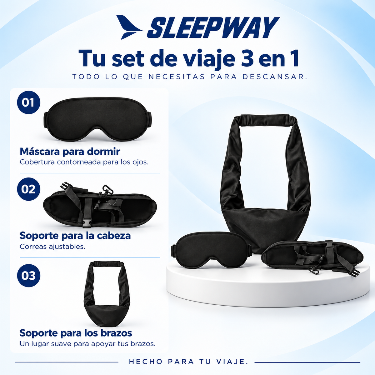 SLEEPWAY™ Set de Viaje 3-en-1 para Dormir