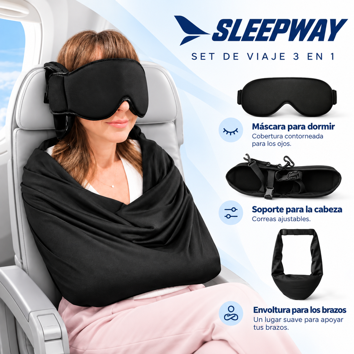 SLEEPWAY™ Set de Viaje 3-en-1 para Dormir